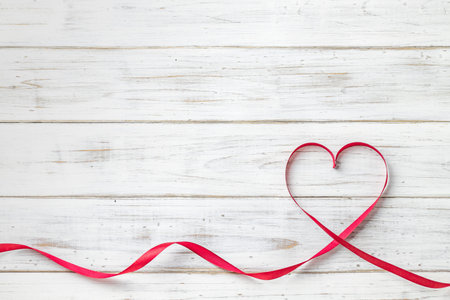 White board and heart ribbon background