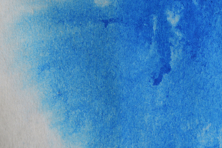 Abstract hand painted  blue  watercolor splash on white paper background, Creative Design Templatesの写真素材