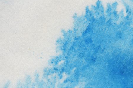 Abstract hand painted  blue  watercolor splash on white paper background, Creative Design Templatesの写真素材
