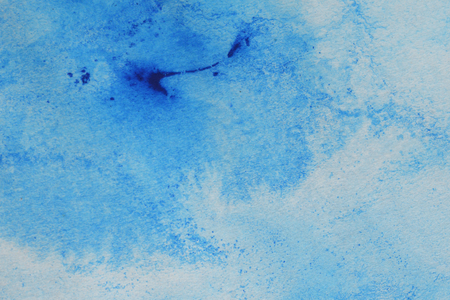Abstract hand painted blue watercolor splash on white paper background, Creative Design Templatesの写真素材