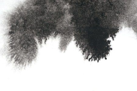 Abstract hand painted black watercolor splash on white paper background, Creative Design Templatesの写真素材