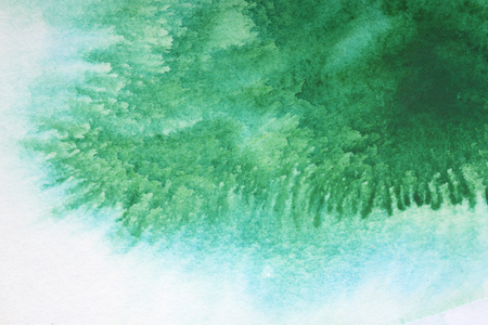 Abstract hand painted green watercolor splash on white paper background, Creative Design Templatesの写真素材
