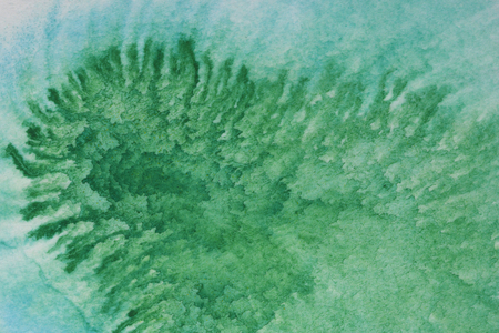 Abstract hand painted green watercolor splash on white paper background, Creative Design Templatesの写真素材