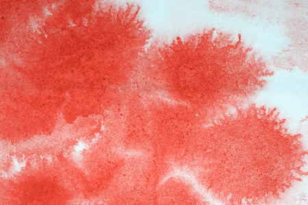 Abstract hand painted red watercolor splash on white paper background, Creative Design Templatesの写真素材