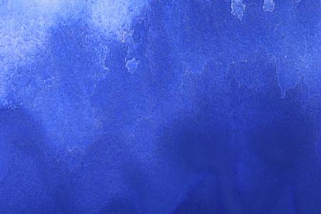 Abstract hand painted blue watercolor splash on white paper background, Creative Design Templatesの写真素材