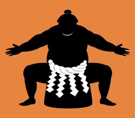 Japanese Sumo wrestler . silhouette vector artのイラスト素材