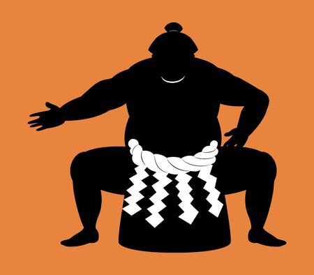 Japanese Sumo wrestler . silhouette vector artのイラスト素材
