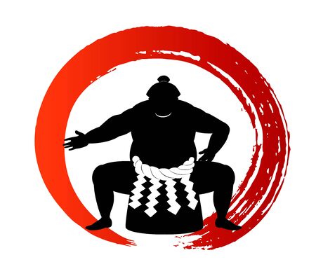 Japanese Sumo wrestler . silhouette vector artのイラスト素材