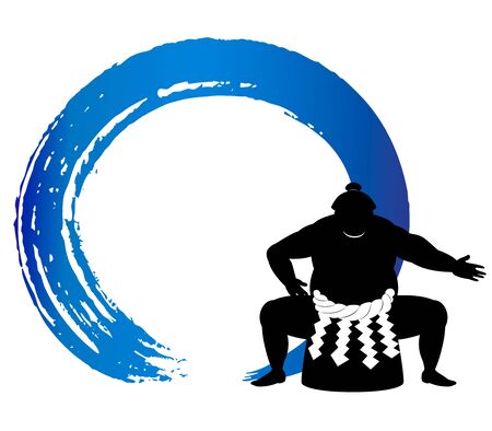 Japanese Sumo wrestler . silhouette vector artのイラスト素材