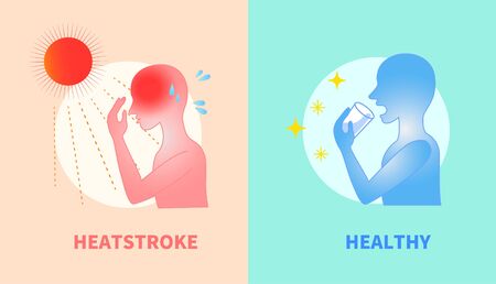 Summer heatstroke silhouette figures   illustrationsのイラスト素材