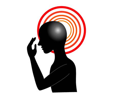 Silhouette of person feeling headacheのイラスト素材