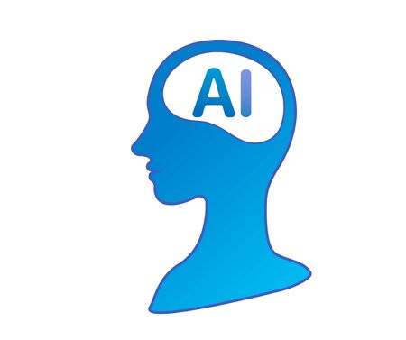Artificial intelligence AI silhouette and gearsのイラスト素材