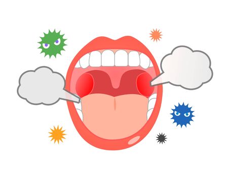 Bacteria and oral cold symptom coronavirusの写真素材