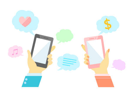 Smartphone man and woman dating appのイラスト素材