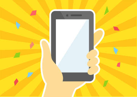 Hands holding a smartphone Money and shopping campaignのイラスト素材