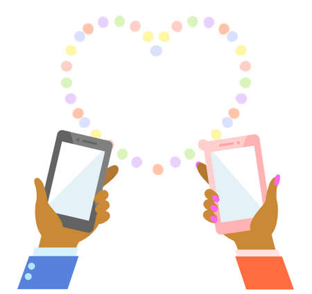 Illustration of a  black people African  hand holding a smartphoneのイラスト素材
