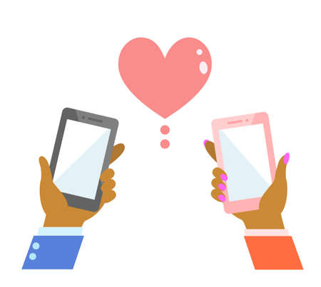 Illustration of a  black people African  hand holding a smartphoneのイラスト素材