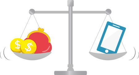 Simple balance set comparison diagram illustrationのイラスト素材