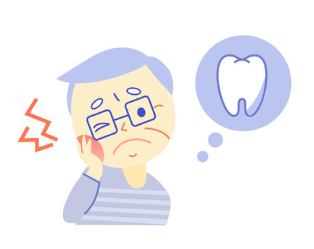Elderly and Tooth Pain: Dental Illustrationのイラスト素材