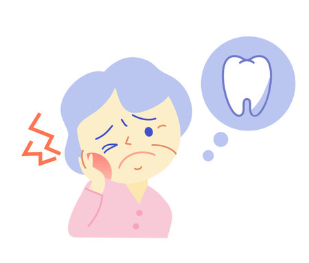 Elderly and Tooth Pain: Dental Illustrationのイラスト素材