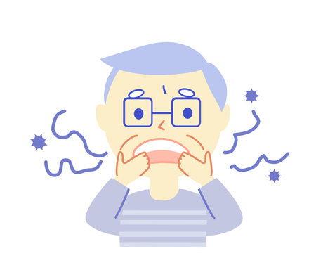 Elderly and bad breath: dental illustrationsのイラスト素材