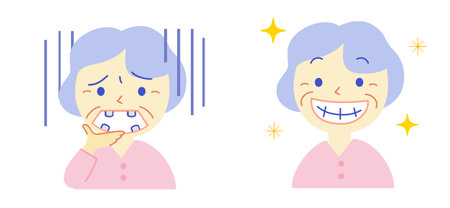 Elderly rattling teeth without teeth: Dental illustrationのイラスト素材