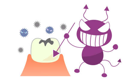 Caries and germs character illustrationのイラスト素材