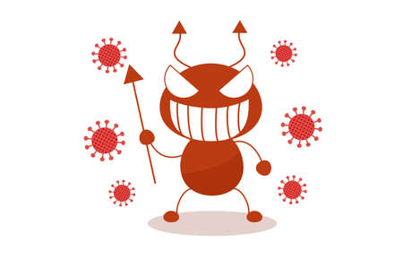 Corona and bacteria character illustrationのイラスト素材