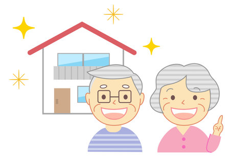 Safe home and smiling seniorのイラスト素材