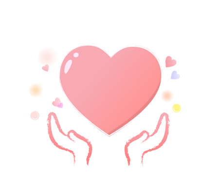 Welfare and long-term care heart character icon illustrationのイラスト素材