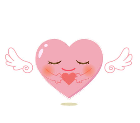 Welfare and long-term care heart character icon illustrationのイラスト素材