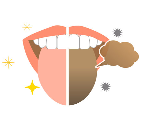 Bad breath and tongue stains Oral care illustrationsのイラスト素材