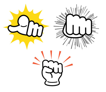 Punch and pointing hand sign setのイラスト素材