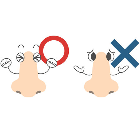Simple character with nose in OK and NO poseのイラスト素材
