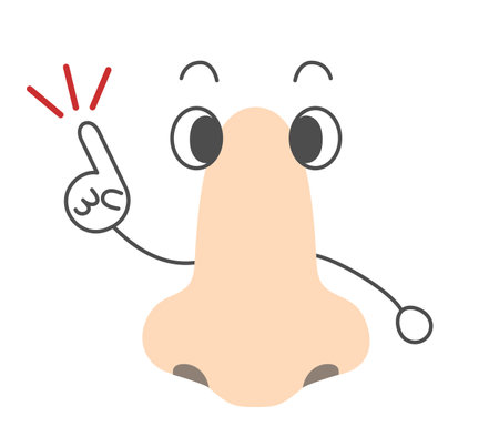 Simple character with nose posing with index finger raisedのイラスト素材