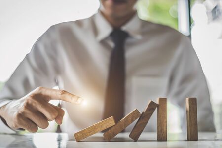 Business growth concept - Close up businessman hands work with modern concepts and business strategies. CEO hands point to economic problems.の写真素材