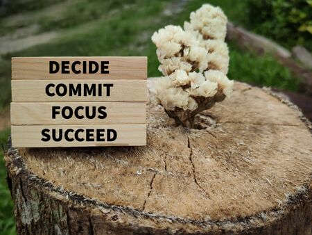 Inspirational and Motivational quote of DECIDE COMMIT FOCUS SUCCEED.の写真素材