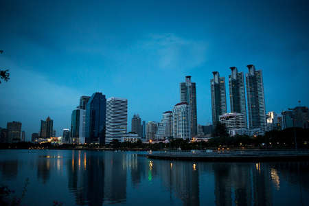 Bangkok building reflectionのeditorial素材