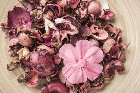 potpourri decorate on wood backgroundの写真素材