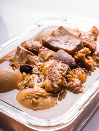 stewed pork and egg and chikenの写真素材