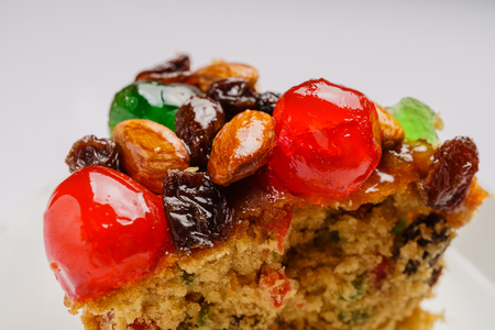 Colorful fruit cake, various fruits on topの写真素材