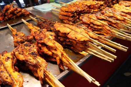 Grilled chicken, street food of Thailandの写真素材
