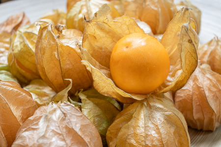 Close up of cape gooseberry in a bowlの写真素材