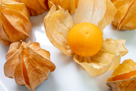 Close up of cape gooseberry in a bowlの写真素材