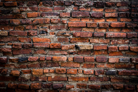 Old red brick wall backgroundの写真素材