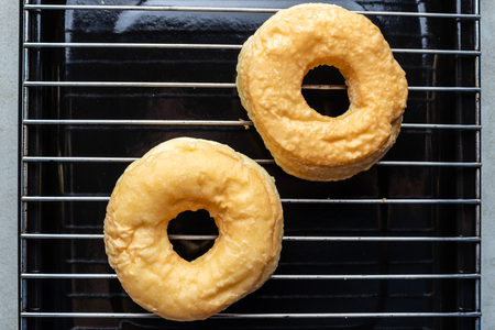 Donut on baking trayの写真素材