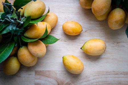 Close up of Mayongchid, Maprang Marian Plum, Plum Mango or Plango