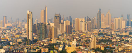 Bangkok, Thailand-February 20, 2020: Aerial view of Bangkok skyscraper Thailand