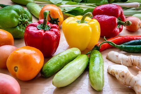 Close up of colorful fresh vegetablesの写真素材