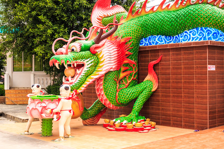 The toilet are elegantly designed with dragon statue.の写真素材